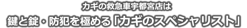 鍵トラブル 鍵紛失 鍵修理 合い鍵 鍵開け イモビキー スマートキー 合鍵 開錠 防犯対策 出張作業OK 日曜祝日もスピード対応！カギの救急車宇都宮店は鍵と錠・防犯を極める「カギのスペシャリスト」